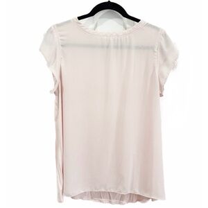 LOFT Pale Pink Short Sleeve Blouse Size L. EUC